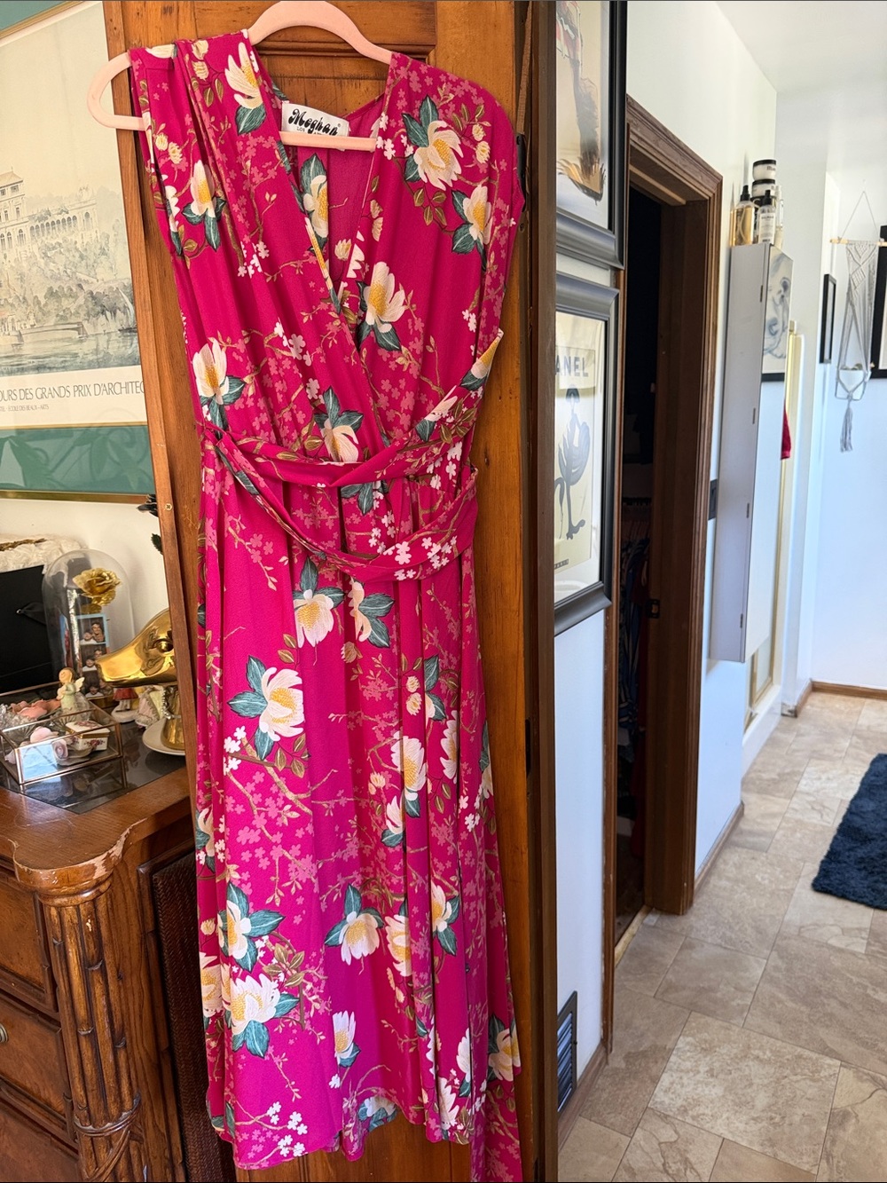 Meghan LA Fuchsia Floral Maxi Wrap Dress